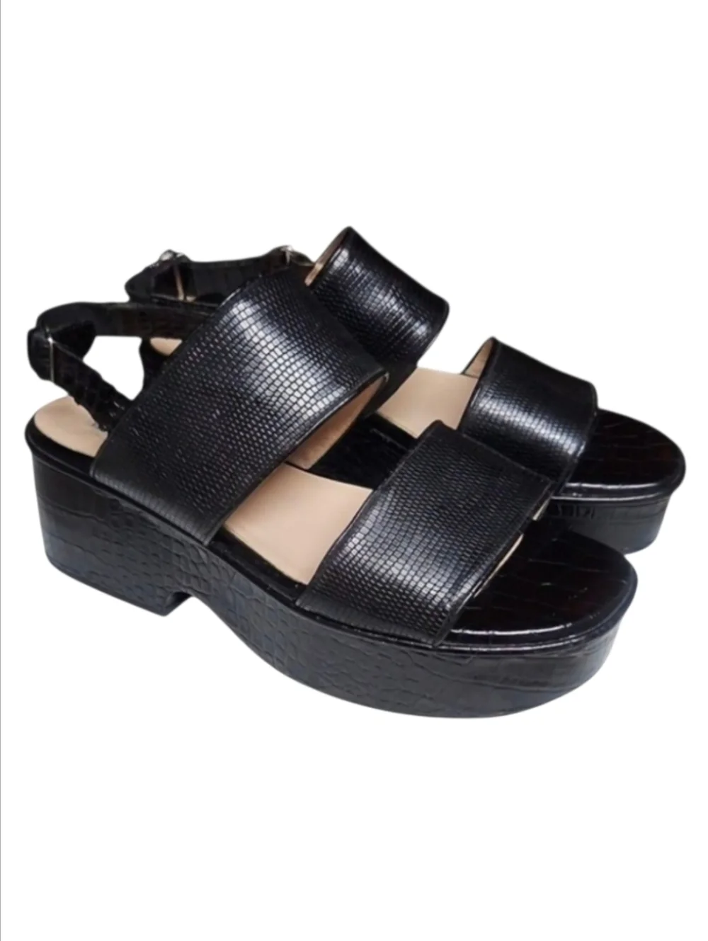 DRIES VAN NOTEN | Black Leather Platform Sandals in Size EU 37.5 / US 7.5